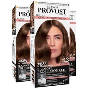 Franck Provost Tinta Permanente Riutilizzabile per Capelli con Trattamento di Bellezza Colorazione Professionale e Copertura Ottimale a Lunga Durata Colore 5.3 Castano chiaro cioccolato - 3 Tinte