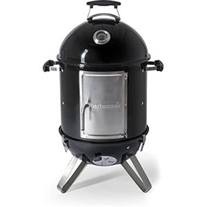 Barbecook Oskar S 2 in 1, affumicatore e Barbecue per affumicatura a Caldo e a Freddo, in Smalto Nero con griglia per Barbecue, 40cm, 58x50x86cm