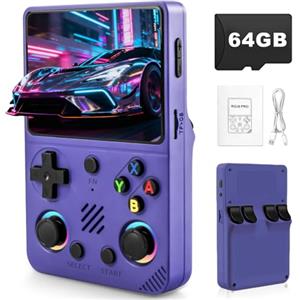 Forlarme RG36PRO Retro Video Game Console-Support 30000+ Classic Games,3.5"IPS Screen,Open Source System,64G TF card,3000mAh Battery,Portable Console for Teen or Partner - Gift for Christmas - Purple