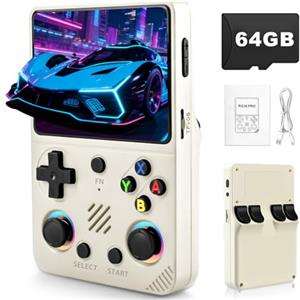 Forlarme RG36PRO Retro Video Game Console-Support 30000+ Classic Games,3.5"IPS Screen,Open Source System,64G TF card,3000mAh Battery,Portable Console for Teen or Partner - Gift for Christmas - White