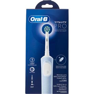 Oral-B Vitality Pro Spazzolino Elettrico Ricaricabile con 3 Modalità di Spazzolamento, Batteria a Lunga Durata, 1 Testina Inclusa, Bianco e Blu