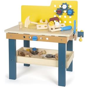small foot Banco da lavoro Workshop, incl. morsa, 4 attrezzi e accessori in legno, dai 3 anni in su, 12558