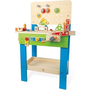 Hape Banco da Lavoro | in Legno con Attrezzi Giocattolo | 35 Pezzi| Adatto a Bambini dai 3 Anni in su