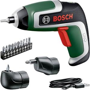 Bosch Avvitatore a batteria IXO (7a generazione; 3,6 V; 2,0 Ah; 5,5 Nm; set con attacco angolare ed eccentrico; con cavo micro USB; vite fino a 190 viti; in scatola portaoggetto)