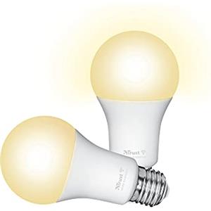 Trust WiFi E27 Lampadina Smart Dimmerabile, Compatibile con Alexa e Google Nest, Lampadina LED E27, Hub non Necessario, 2.4GHz Lampada WiFi, Luce LED Bianca, Luce Fredda e Calda - 2 Pezzi