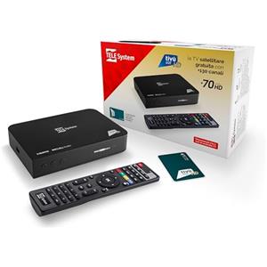 TELE System Decoder Satellitare TS9019HEVC, Smartcard tivùsat Classic (Merlin) Inclusa, Oltre 70 Canali HD Gratuiti, Aggiornamento Automatico Canali