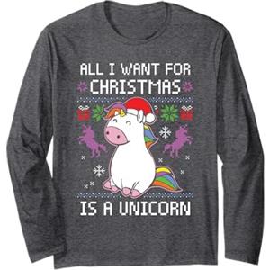 BCC Santa's Christmas Shirts & Jolly Gif All I Want For Christmas Is A Unicorn Ugly Maglione Natale Maglia a Manica