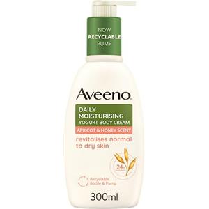 Aveeno Daily Mosturising Crema Corpo Idratante allo Yogurt, Crema corpo profumata al Miele e Albicocca, Crema corpo idratante pelle secca con Avena e Yogurt Greco, 300 ml