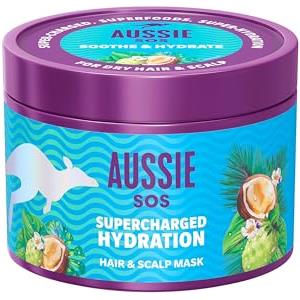 Aussie SOS Maschera Idratante per Capelli & Cute Supercharged Hydration 500ml per Lenirela Cute Secca e Reidratare Capelli Estremamente Secchi, 100 Ore di Idratazione, Formula Vegana