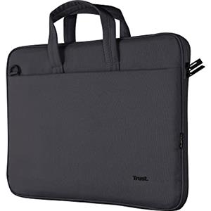Trust Bologna Slim Eco Borsa per Laptop fino a 16", Borsa per Laptop Sostenibile in Plastica Riciclata, con Tracolla, Custodia per Viaggio, Lavoro, Ufficio, Scuola - Nero