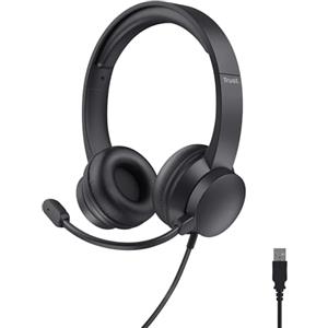 Trust USB Cuffie con Microfono Leggere On-Ear, Auricolari con Filo 1,80 m, Archetto Regolabile, Headphones Cablato per PC Portatile Computer Laptop Mac Ufficio Skype Teams Zoom - Nero