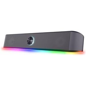 Trust Gaming GXTrust 1619 Rhox Soundbar PC Illuminata RGB, 12W Casse PC Stereo Speaker con Illuminazione Regolabile, Alimentazione USB, Jack 3.5 mm, Altoparlanti per Computer, Laptop, TV - Nero/Grigio