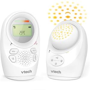 VTech DM1212 Baby Audio Monitor for Babies, Coverage up to 460 m, Battery Up to 8 Hours, Projection Night Light, Lullabies, Bidirectional, Sound Alerts, Safe Transmission, White