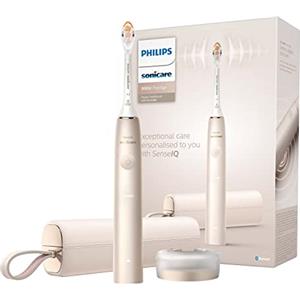 Philips Sonicare DiamondClean Prestige 9900 - Spazzolino elettrico sonico con 1 testina Premium All-in-One A3 e custodia di ricarica champagne modello HX9992/11