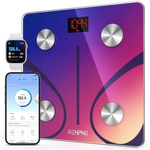 RENPHO Bilancia Pesapersone Professionale, Bilancia Impedenziometrica Bluetooth Bilancia Pesa Persona Digitale con App - Misura Peso Corporeo, Massa Grassa, Massa Muscolare, Rosso