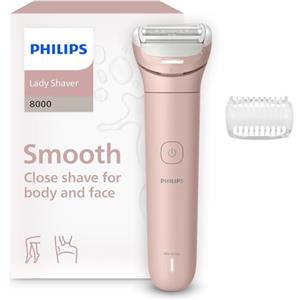 Philips Lady Shaver Serie 8000 - Rasoio senza filo, Wet & Dry, sistema di rasatura a 3 lame, testina di rasatura flessibile, luce LED, per corpo e gambe, 100 minuti di utilizzo, modello BRL129/00