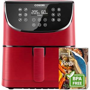 COSORI Friggitrice ad Aria 5,7 Litri, Air Fryer, 13 Funzioni, 97% Meno Olio, 67.5% di Risparmio Energetico, 75-205°C, 40 Ricette Italiane, Display Digitale, Lavabile in Lavastoviglie, Rossa 1700W