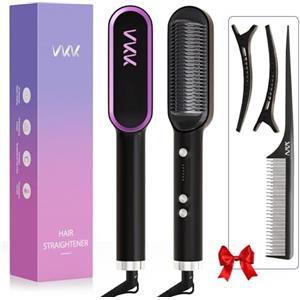 VKK Spazzola Lisciante, Pettine per Riscaldamento Elettrico Riscaldamento Ultra Veloce di 30 Secondi, Tecnologia Ceramica PTC, Anti-Scottatura