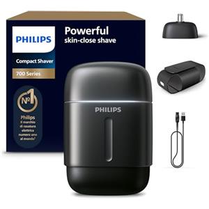 Philips Shaver Serie 700 - rasoio elettrico compatto, sistema Lift & Cut, lame Dual SteelPrecision, testine 4D Flex, rasatura Wet & Dry, rifinitore naso, custodia da viaggio, modello S792/06