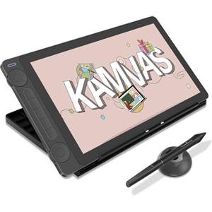 HUION Kamvas 13 Gen 3 Tavoletta Grafica con Schermo, Monitor da Disegno in Vetro Canvas da 13,3",Vopertura sRGB del 99%, PenTech 4.0, Pressione Penna 16384, Doppi Quadranti,Supporto Regolabile, Nero