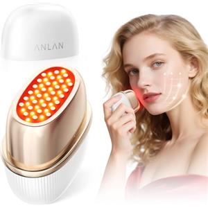 ANLAN Massaggiatore Radiofrequenza Viso, 24K Oro Massaggio Viso Antirughe, 3 Modalità, 3 Livelli Intensità, EMS Viso per Anti-invecchiamento Casalingo, Viaggi, Regalo Feste