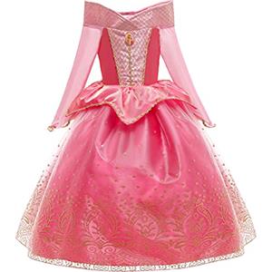 YOSICIL Ragazze Aurora Costume Vestito Bambina bella Addormentata vestirsi la Festa Invernale Carnevale Costumi Halloween Cosplay Natale Cerimonia Compleanno Abiti(Accessori),Rosa,130