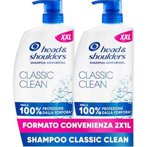 Head & Shoulders Shampoo Antiforfora Classic Clean,Per Capelli Grassi,Fino Al 100% Protezione Dalla Forfora Per Cute E Capelli, Clinicamente Provato,Dermatologicamente Testato,Formato Maxi