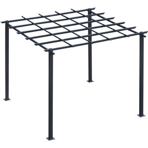 Outsunny Gazebo Pergola da Giardino 3x3m in Metallo Nero - Design Elegante e Decorabile con Rampicanti