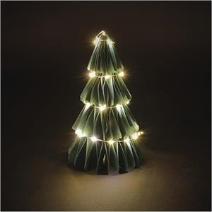 EMOS - Albero di Natale a LED in carta, 15 cm - Albero di carta pieghevole, catena luminosa 35 LED, bianco caldo - Timer 6/18h, funzionamento a batteria (2 x AA) - Durata 10000 ore - per interni