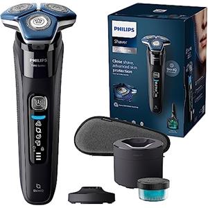 Philips Shaver Series 7000 - Rasoio elettrico uomo, umido e asciutto, rifinitore a scomparsa, base ricarica, custodia da viaggio, capsula e cartuccia Quick Clean (Modello S7886/55)