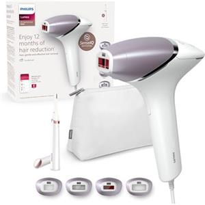 Philips Lumea IPL serie 8000 - Dispositivo di Epilazione a Luce Pulsata con Tecnologia SenseIQ, 4 Accessori e Rifinitore a Penna Satin Compact, Utilizzo con Filo (Modello BRI949/00)