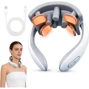 Zinueen EMS Massaggiatore per collo con calore, massaggiatore per il collo, massaggiatore elettrico, 5 modalità 16 livelli di intensità, contro dolore al collo e tensioni muscolari (2)