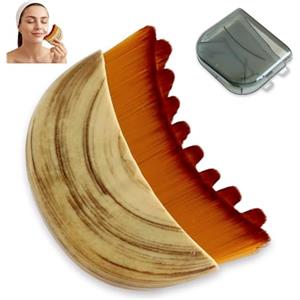 HMCEY Spazzola per Contorno Linfatico,Spazzola per Massaggio A Secco Viso,Lymphatic Contour Face Brush,Dry Brushing Face,Spazzole Pulizia Visos Manuale,Massaggiatore Viso Morbide,Spazzola Scrub Corpo