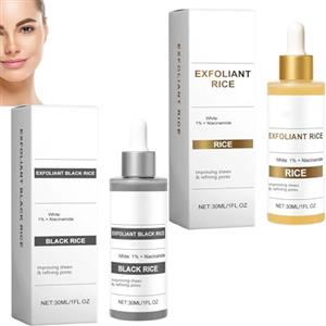 homomdy Esfoliante viso al riso bianco e nero, siero peeling al riso bianco e nero, esfoliante delicato per viso e corpo, illuminante, idratante e restringente per i pori (rice*black rice)
