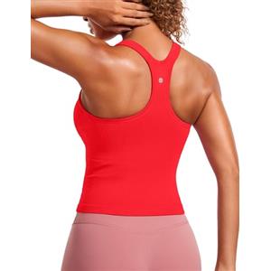 CRZ YOGA Seamless Costolato Canotta da Donna Y-Indietro Canottiere con Reggiseno Incorporato Imbottita Rosso Profondo 42