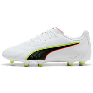 PUMA Scarpe da Calcio Unisex King 20 Play FG/AG, Colore Bianco-Rosso Acceso-Giallo, Taglia 40, Puma Bianco Incandescente Rosso Giallo Alert, 40 EU