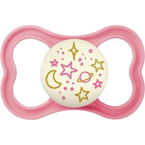 MAM Night Ciuccio Luminoso in Silicone, con Custodia Porta Succhietto, 16+ Mesi, Rosa
