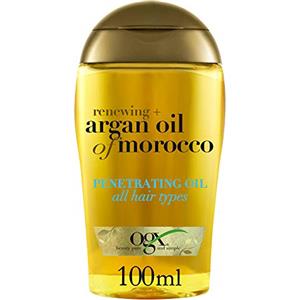 OGX Renewing Olio di Argan del Marocco, Olio di argan per capelli morbidi, setosi e luminosi, Olio per capelli con formula rinforzante e anti-crespo, 100 ml