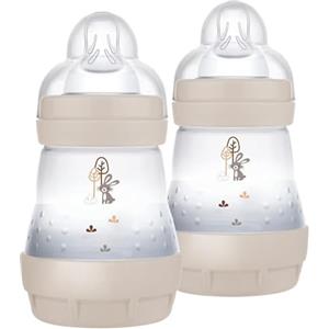 MAM Biberon Easy Start 160 ml (Set da 2), Kit da 2 biberon anticolica per allattamento misto che riduce le bolle d'aria e il rischio di coliche, Accessori neonati con tettarella misura 1, Neutro