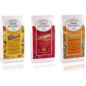 CAFFÈ CORSINI 1950 Caffè Corsini Compagnia Dell'Arabica, Tris di caffè macinato, Brasile Colombia India, Arabica, Monorigine Specialty Coffee, Confezione con 3 caffè, 3x250 g