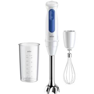 Braun MultiQuick3 MQ30.051M Minipimer, Frullatore ad Immersione Tecnologia PowerBell VPlus, Tecnologia Tedesca, 2 Velocità, Tecnologia Anti Schizzi, Bicchiere 600ml, Frusta a Filo, 900W, Bianco/Blu