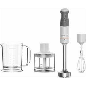 Kenwood Frullatore ad Immersione HBM40.302WH, Sistema TriBlade con 3 Lame, Asta in Metallo Lunga 20 cm, Inclusi Frusta a Filo, Bicchiere Graduato, Tritatutto da 0.5 L, 850W, 3 accessori, Bianco