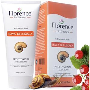 Florence 100ml. Bio Crema con Bava di Lumaca al 65%, Acido Ialuronico Puro 100%, Vitamina C, E. Ingredienti a Nota Azione Antietà, Cicatrizzante e Antimacchia per Viso, Collo e Contorno Occhi.