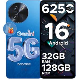 DOOGEE Note 59 Smartphone 5G Android 16 Gemini AI, 32GB+128GB/2TB TF Telefono, 6.75" HD+ 120Hz Cellulare, 6250mAh Batteria Cellulari, Octa-core Telefoni, 16MP+8MP/Widevine L1/NFC/Face ID/GPS/OTG, Blu