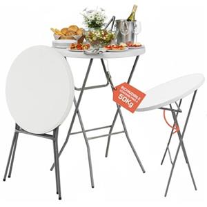 Avilia - Tavolo Pieghevole Rotondo Bianco Ø80 cm Ripiano in Resina e Struttura in Acciaio Richiudibile per Interno ed Esterno, Design Moderno, Facile da Usare e Salvaspazio