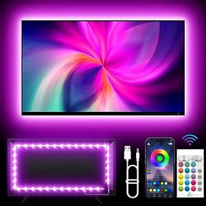 KANTUTOE TV Lights, 4m LED Lights for 32-55 Inch TVs, RGB TV LED BackLight Behind, Music Sync Bluetooth APP and Remote Control Strip Lights USB Powered for Gaming/Bedroom