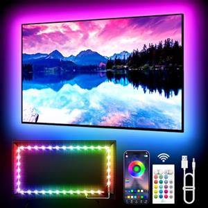 KANTUTOE TV LED Lights, 3m LED Lights for 32-45 Inch TVs, RGB LED TV Backlights with Remote, Music Sync Bluetooth APP Control Strip Lights USB Powered for Bedroom