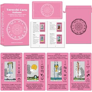 Smoostart Rosa Tarocchi Carte Italiano Per Principianti Con Significato, Tarocchi Con Guida Per Principianti, Include Un Bellissimo Sacchetto Per La Conservazione