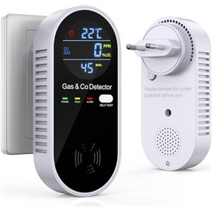 YEREADW Rilevatore Monossido di Carbonio & Rilevatore Gas 4-in-1, Plug-and-Play senza danneggiare il muro, con allarme acustico e visivo - Per soggiorno, cucina, garage, fabbrica e cantiere - 4-in-1 - YEREADW