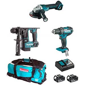 MAKITA Kit MPK18323A (DGA504 + DDF482 + DHR171 + 2 x 3,0 Ah + DC18RC + LXT600)